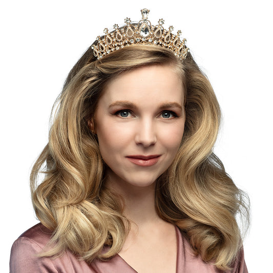 Tiare Royale Dorée avec Cristaux - Couronne de Princesse Luxe