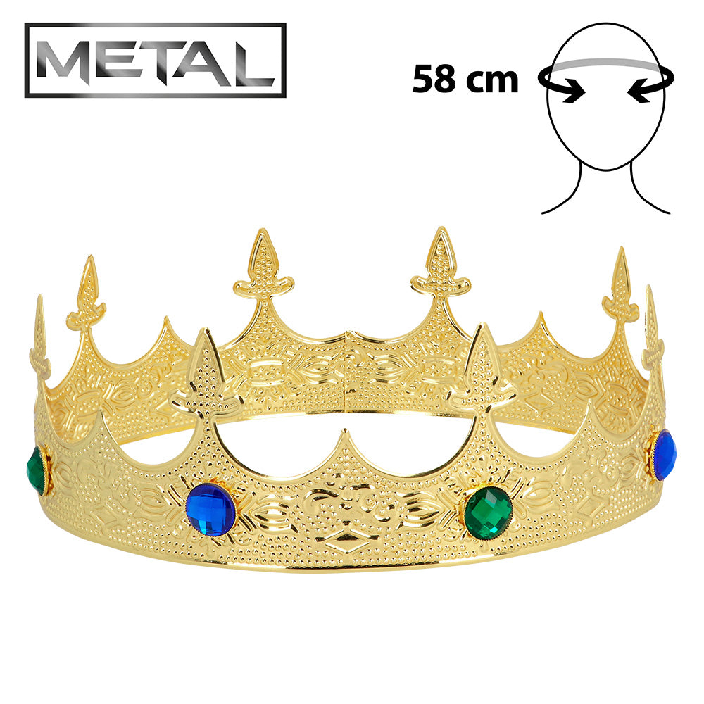 Couronne Royale Dorée Médiévale avec Pierres Précieuses