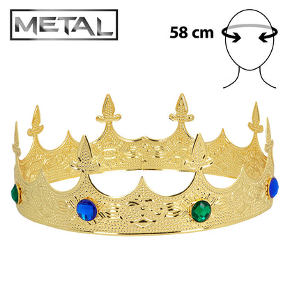 Couronne Royale Dorée Médiévale avec Pierres Précieuses