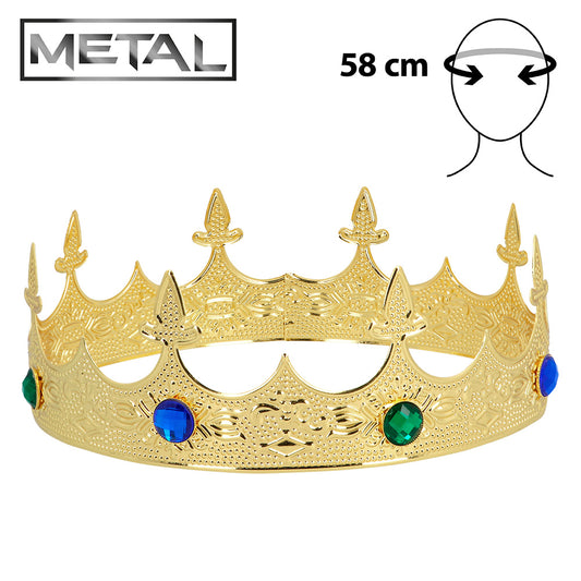 Couronne Royale Dorée Médiévale avec Pierres Précieuses