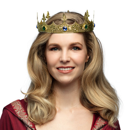 Couronne Royale Dorée Médiévale avec Pierres Précieuses