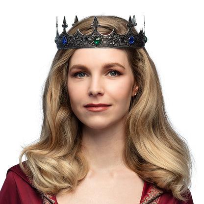 Couronne Royale Médiévale Noire - Tiare Épée Métal 58cm