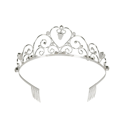Tiare Princesse Médiévale Argent avec Perles et Cristaux