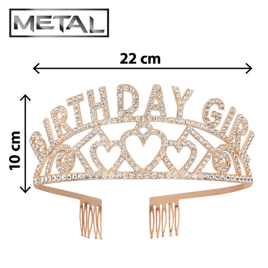 Tiara Birthday Girl Strass Rose Gold - Diadème Anniversaire Enfant