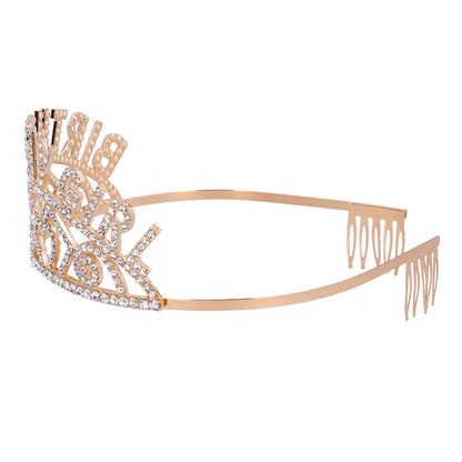 Tiara Birthday Girl Strass Rose Gold - Diadème Anniversaire Enfant