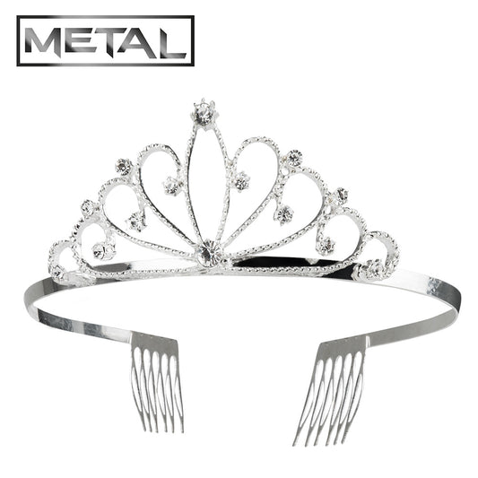 Tiara Princesse Métal Cristal avec Peignes - Accessoire Fête