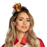 Serre-tête Couronne Royale Dorée avec Dentelle Noire