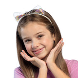 Serre-tête Chat Paillettes Fleurs - Accessoire Fête Enfant