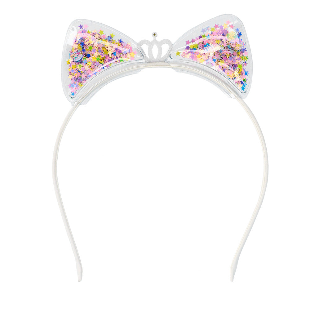 Serre-tête Chat Paillettes Fleurs - Accessoire Fête Enfant