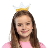 Couronne Princesse Paillettes Dorées avec Bandeau Rose