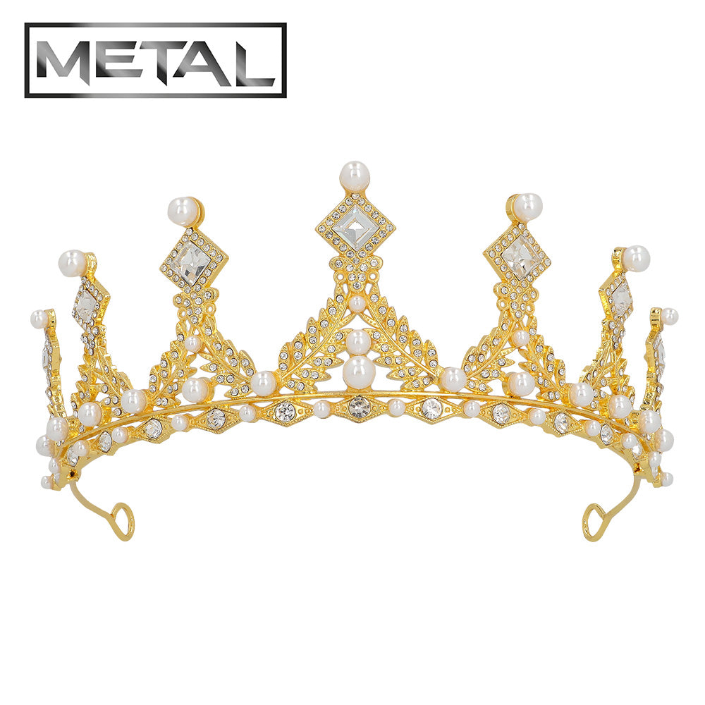 Tiare Royale Dorée Strass et Perles - Couronne de Princesse