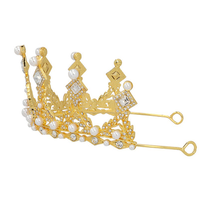 Tiare Royale Dorée Strass et Perles - Couronne de Princesse