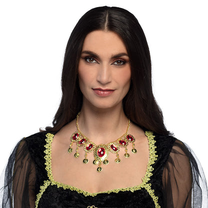 Collier Médiéval Rubis et Or - Accessoire Reine Costume