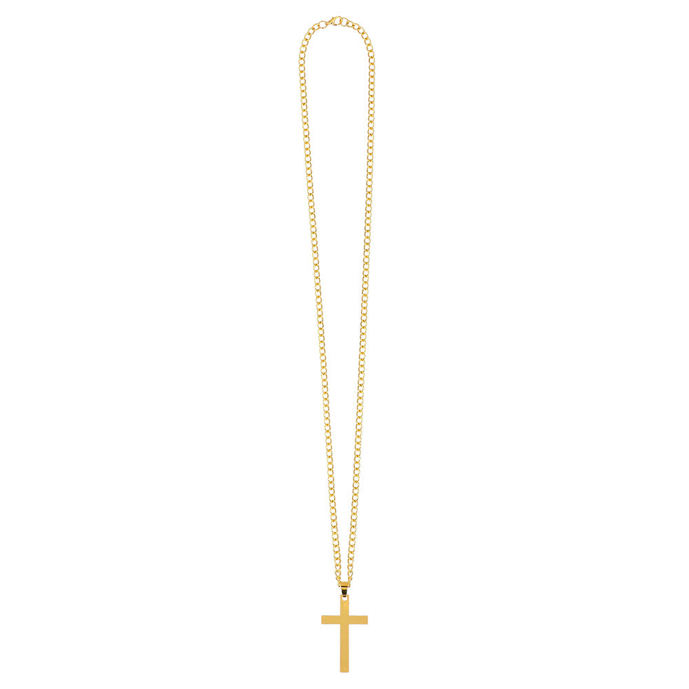 Chaîne Croix Dorée - Collier Religieux Élégant pour Déguisement