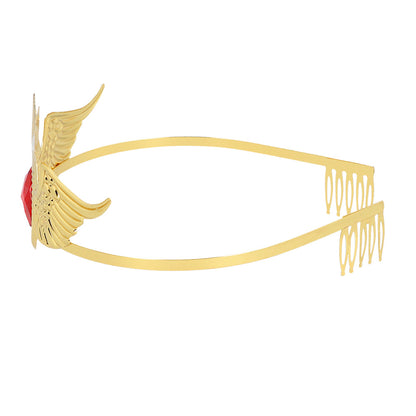 Diadème Ailes Dorées Déesse avec Strass Rouge