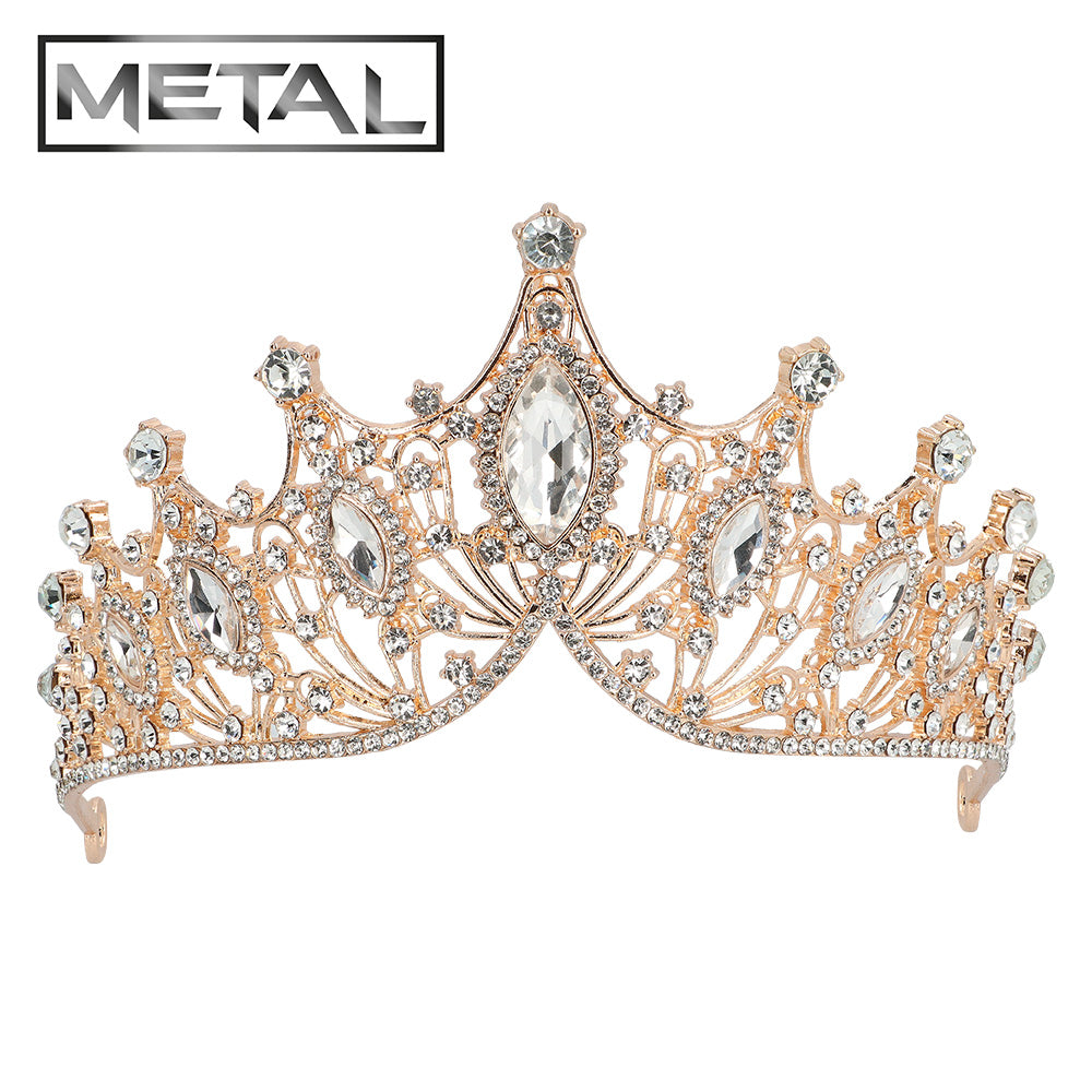 Couronne Royale Dorée - Tiare Reine Strass Cristal Luxe