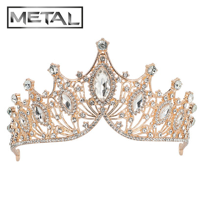 Couronne Royale Dorée - Tiare Reine Strass Cristal Luxe
