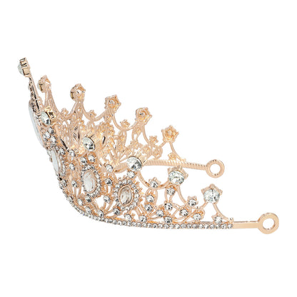 Couronne Royale Dorée - Tiare Reine Strass Cristal Luxe