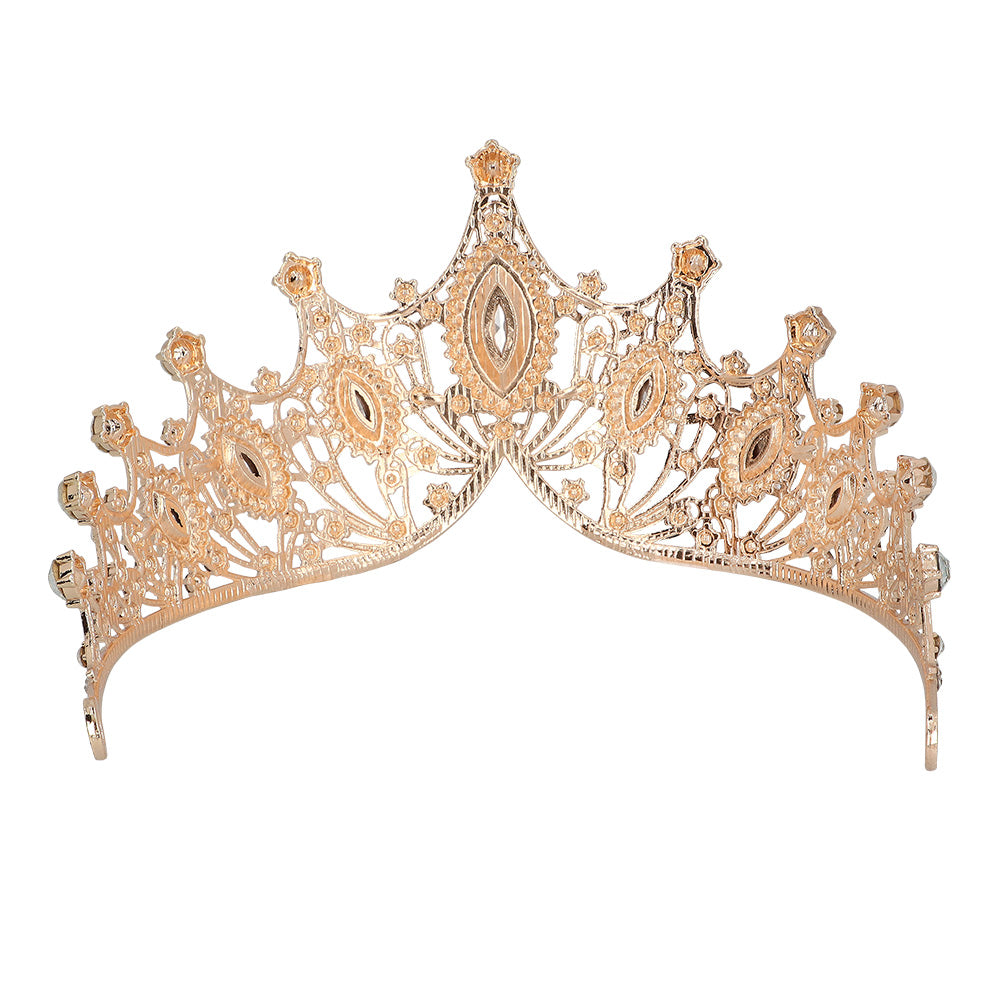 Couronne Royale Dorée - Tiare Reine Strass Cristal Luxe