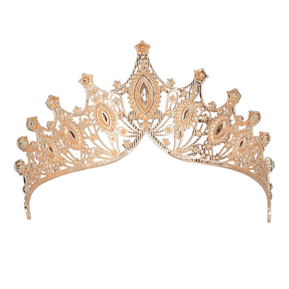 Couronne Royale Dorée - Tiare Reine Strass Cristal Luxe