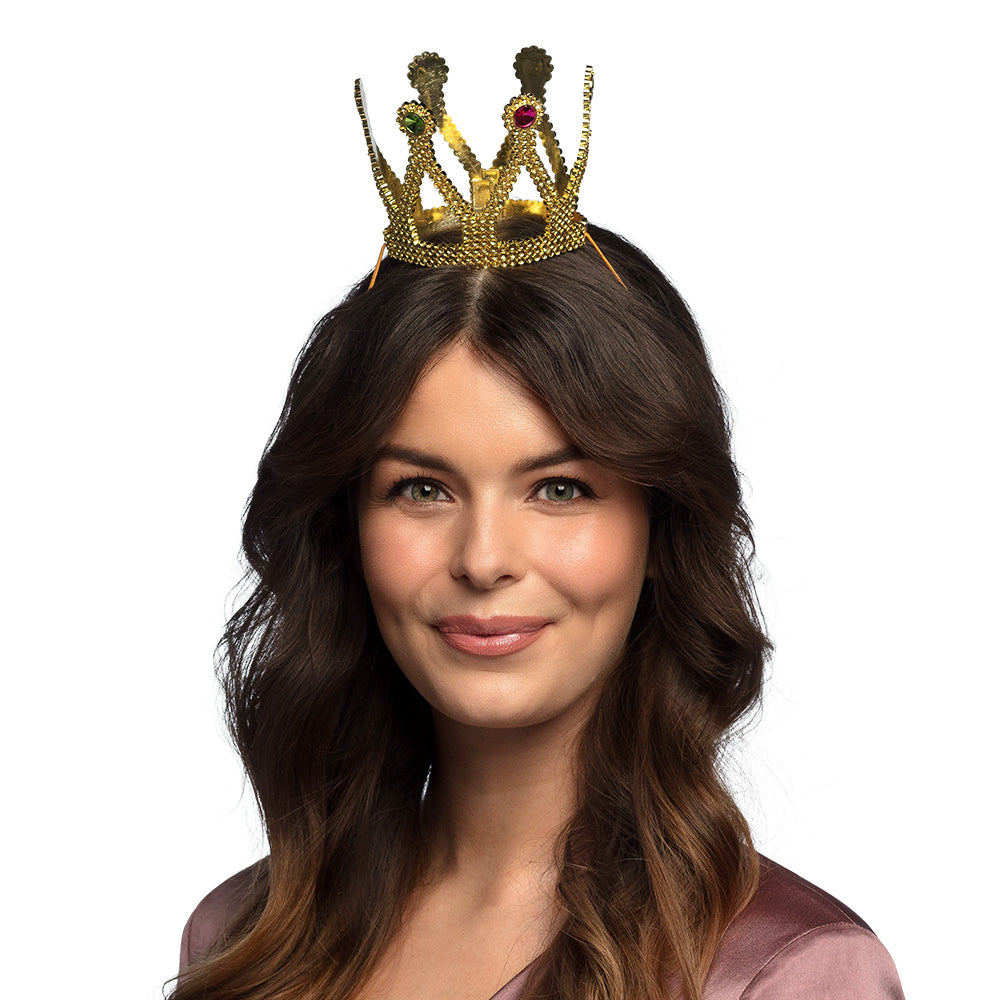 Couronne Dorée Royale avec Pierres - Accessoire Princesse