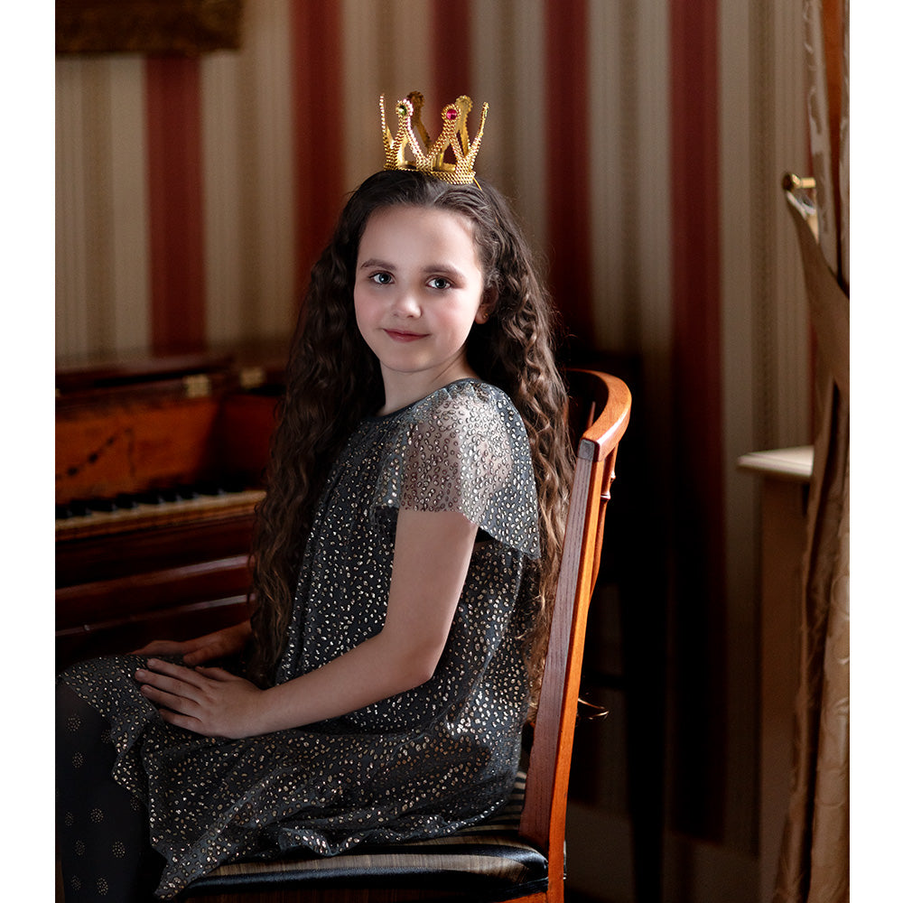 Couronne Dorée Royale avec Pierres - Accessoire Princesse