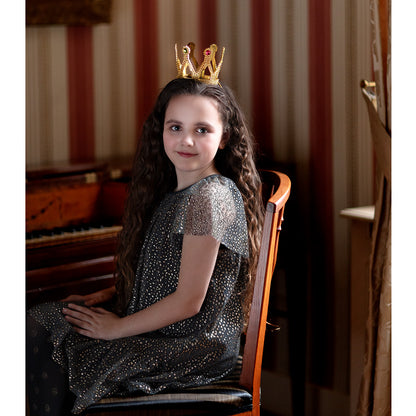 Couronne Dorée Royale avec Pierres - Accessoire Princesse