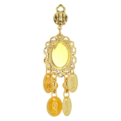 Boucles d'Oreilles Dorées Cristal Rouge Pendantes Luxe