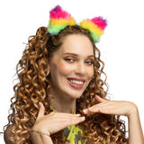 Serre-tête Oreilles Fluffy Arc-en-ciel Pailleté pour Fête