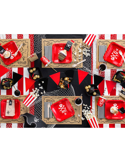 7 Sets de table en papier kraft carte aux trésors 40 x 30 cm