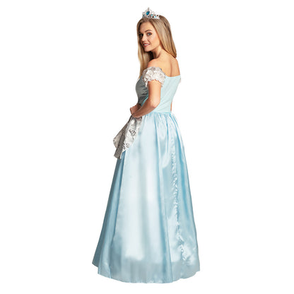 Déguisement Princesse Cendrillon Luxe - Robe Bleu Ciel & Tiare