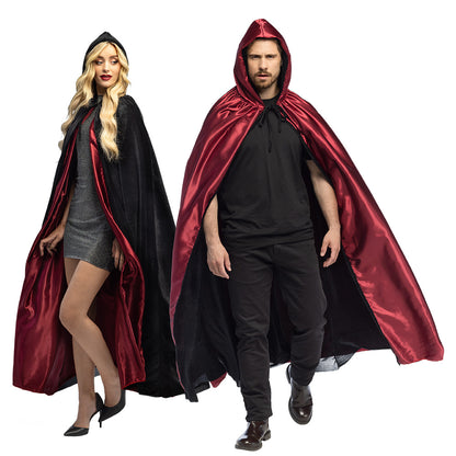 Cape Vampire Réversible Noir et Rouge - Déguisement Adulte Halloween