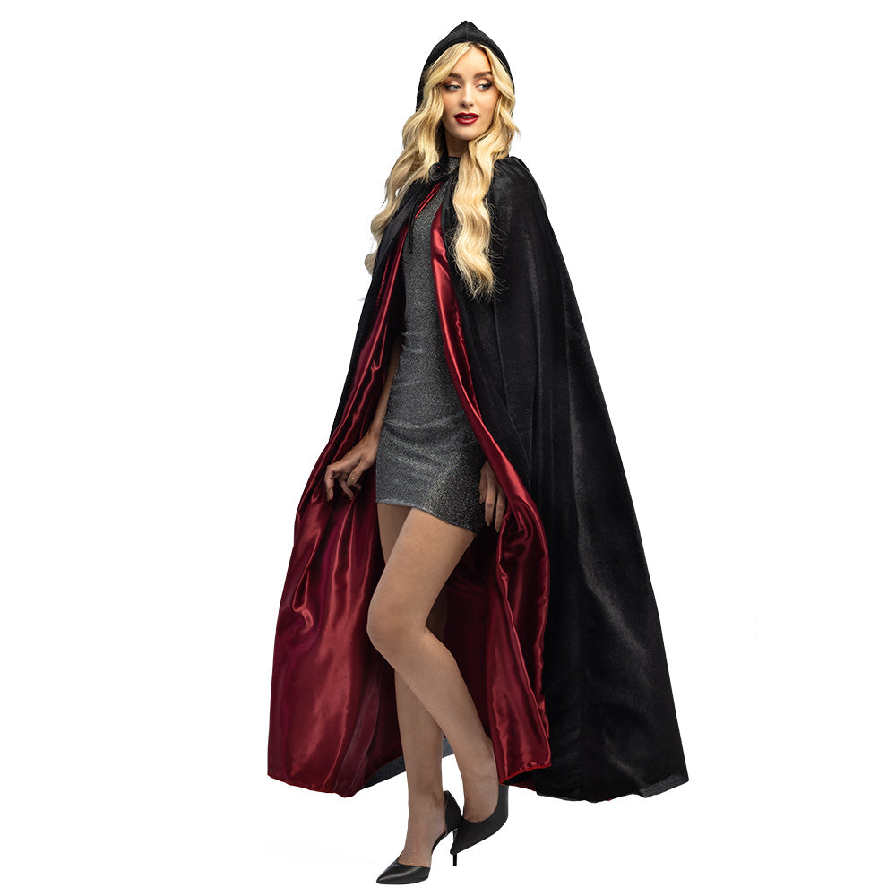 Cape Vampire Réversible Noir et Rouge - Déguisement Adulte Halloween