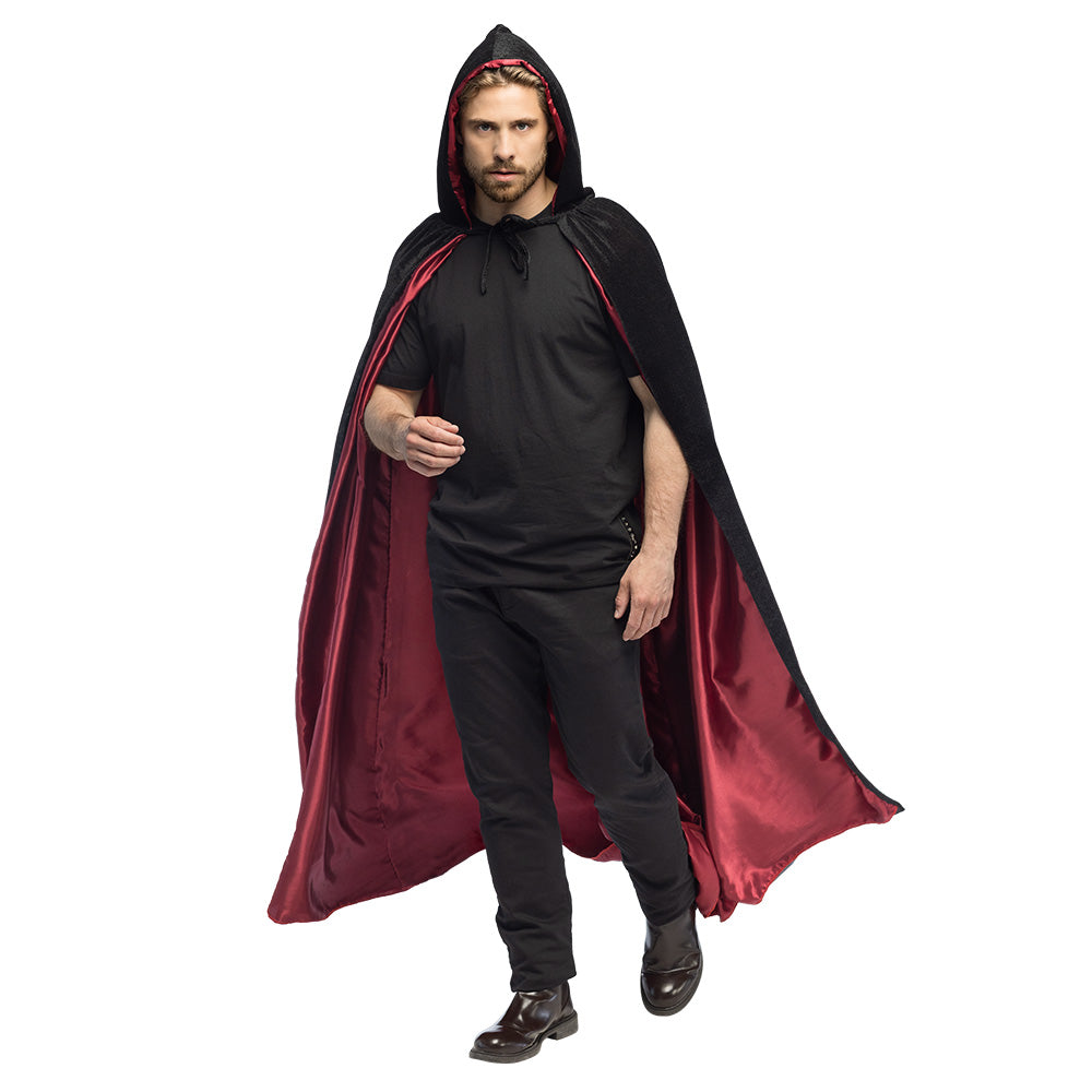 Cape Vampire Réversible Noir et Rouge - Déguisement Adulte Halloween