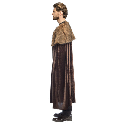 Cape Médiévale Fourrure Marron - Déguisement Roi Viking Adulte