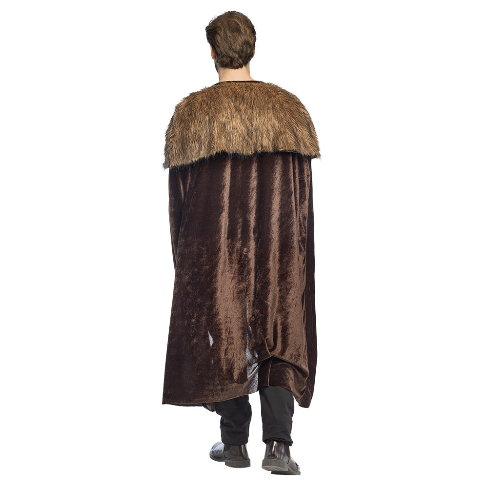 Cape Médiévale Fourrure Marron - Déguisement Roi Viking Adulte