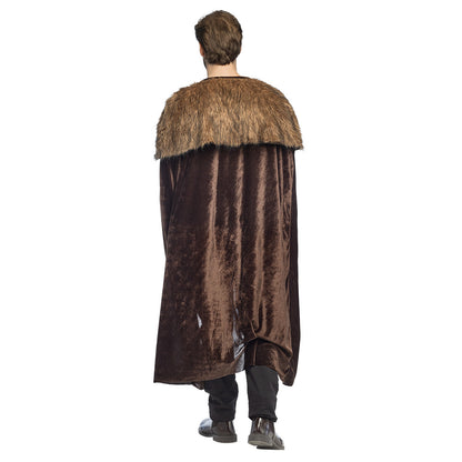 Cape Médiévale Fourrure Marron - Déguisement Roi Viking Adulte