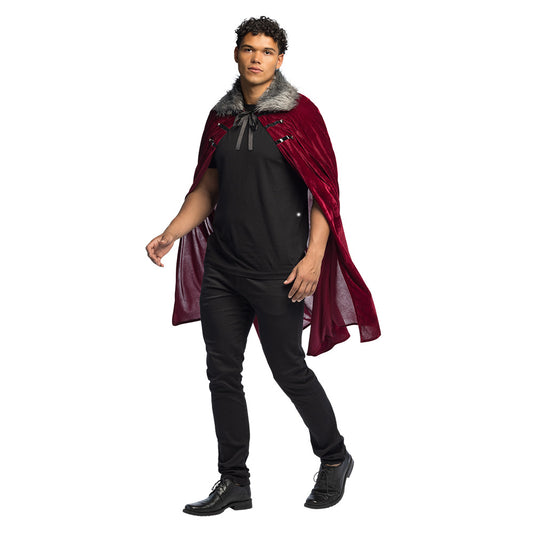 Cape Vampire Luxe Bordeaux Fourrure Grise 113 cm