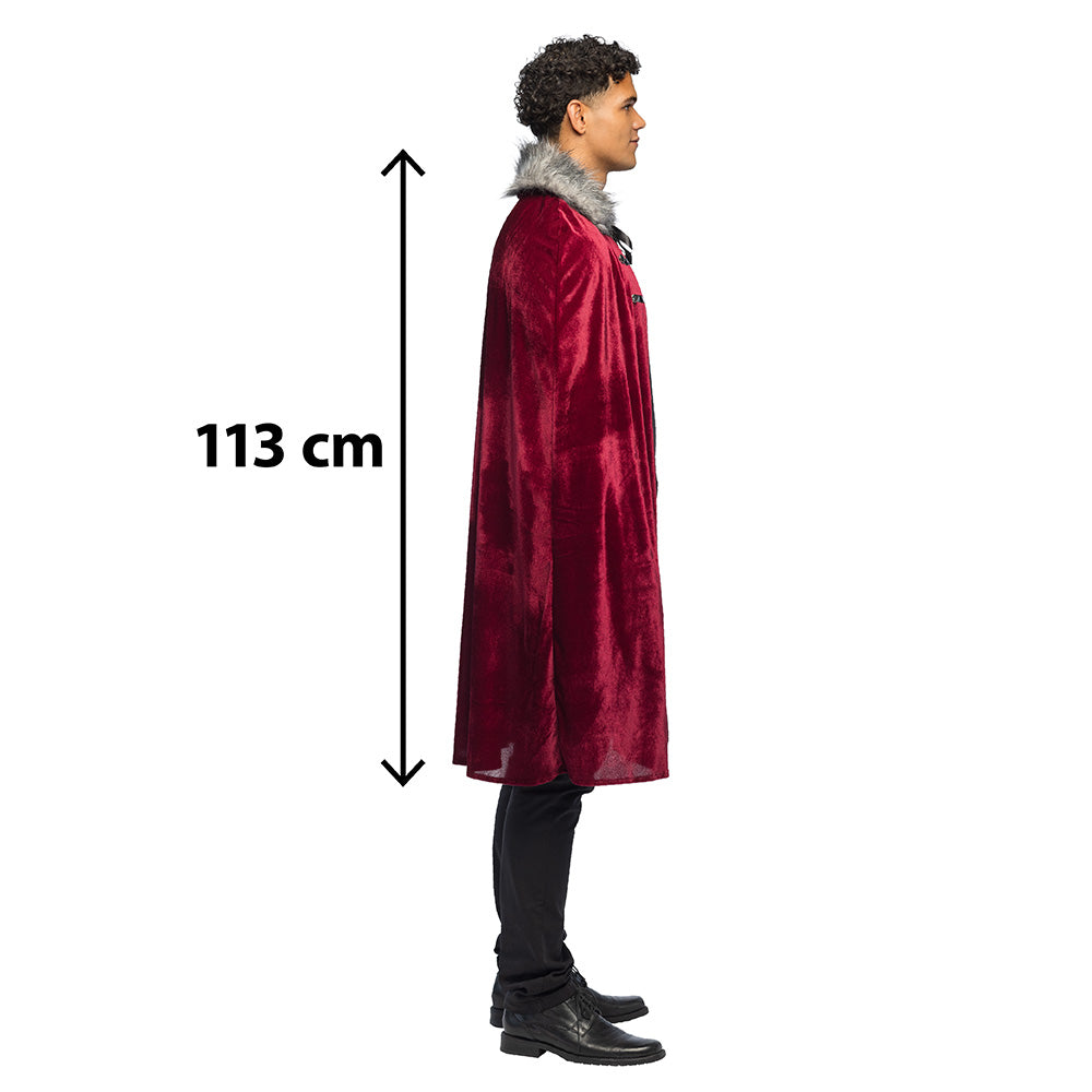 Cape Vampire Luxe Bordeaux Fourrure Grise 113 cm