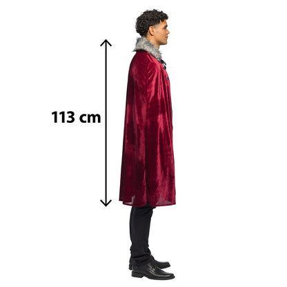Cape Vampire Luxe Bordeaux Fourrure Grise 113 cm