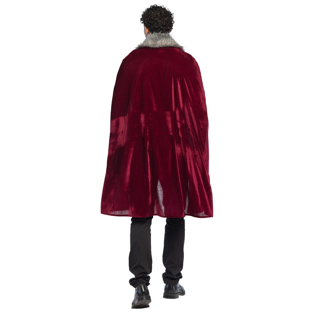 Cape Vampire Luxe Bordeaux Fourrure Grise 113 cm