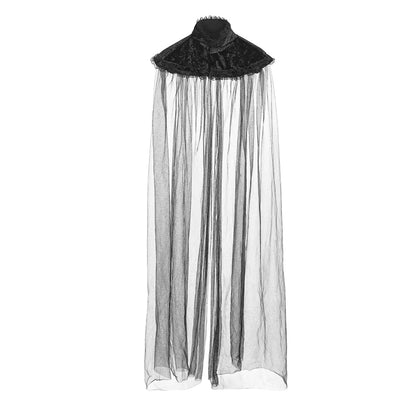 Cape Noire Dentelle Gothique Halloween - Accessoire Sorcière Élégant
