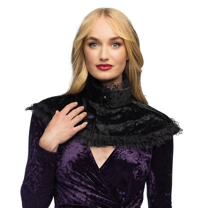 Cape Noire Dentelle Gothique Halloween - Accessoire Sorcière Élégant