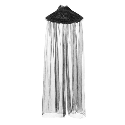 Cape Noire Dentelle Gothique Halloween - Accessoire Sorcière Élégant