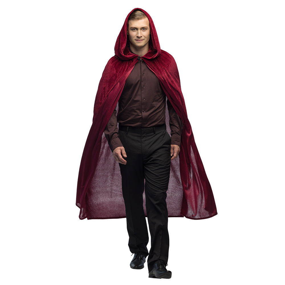 Cape Velours Bordeaux avec Capuche - Déguisement Vampire & Sorcier