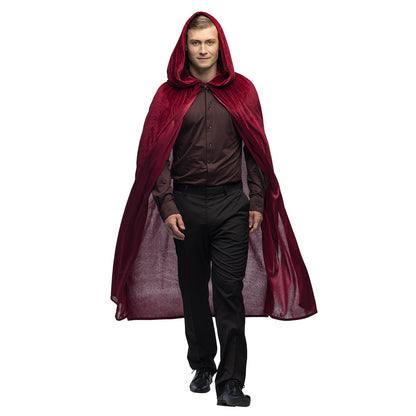 Cape Velours Bordeaux avec Capuche - Déguisement Vampire & Sorcier