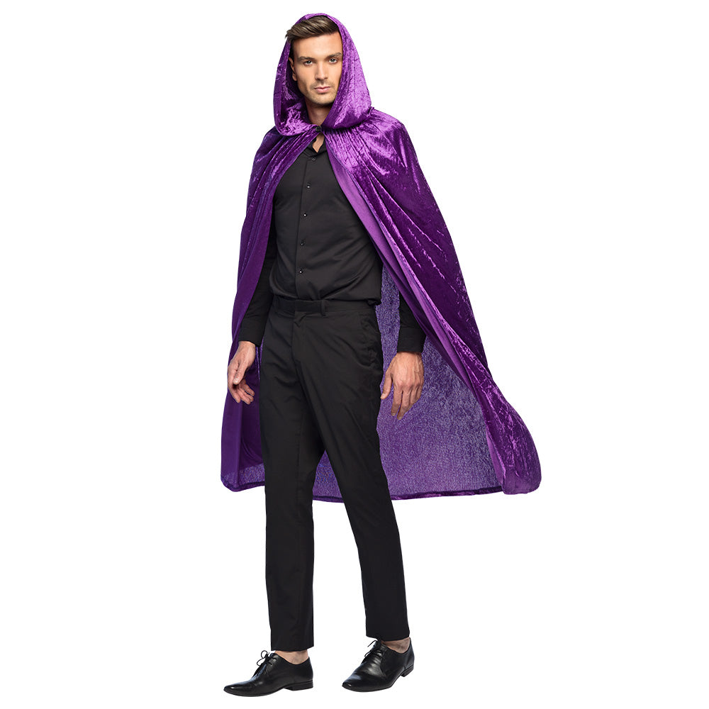 Cape de Velours Violet Luxe avec Capuche - Déguisement Élégant