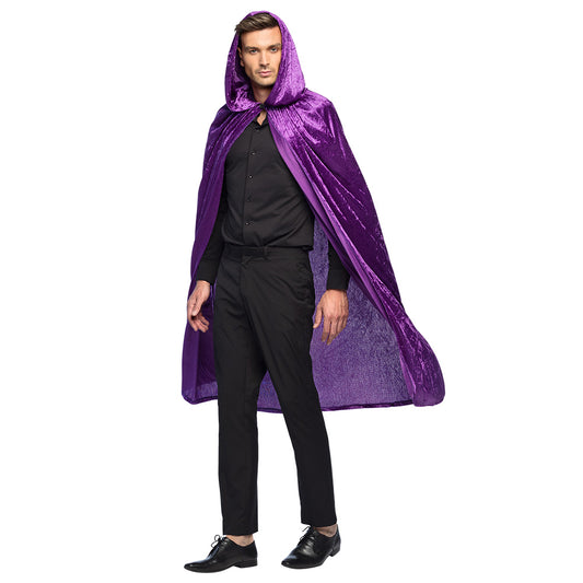 Cape de Velours Violet Luxe avec Capuche - Déguisement Élégant