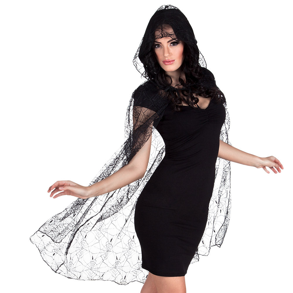 Voile de Veuve Noire Dentelle Gothique - Accessoire Halloween