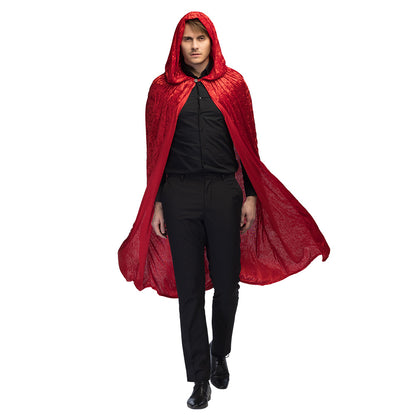Cape de Vampire Rouge Velours avec Capuche - Déguisement Adulte